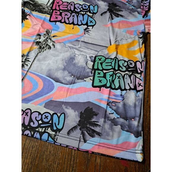 New XL Reason Short Sleeve Crew Neck Pullover Streetwear Tee Tshirt Graffiti - Picture 5 of 6